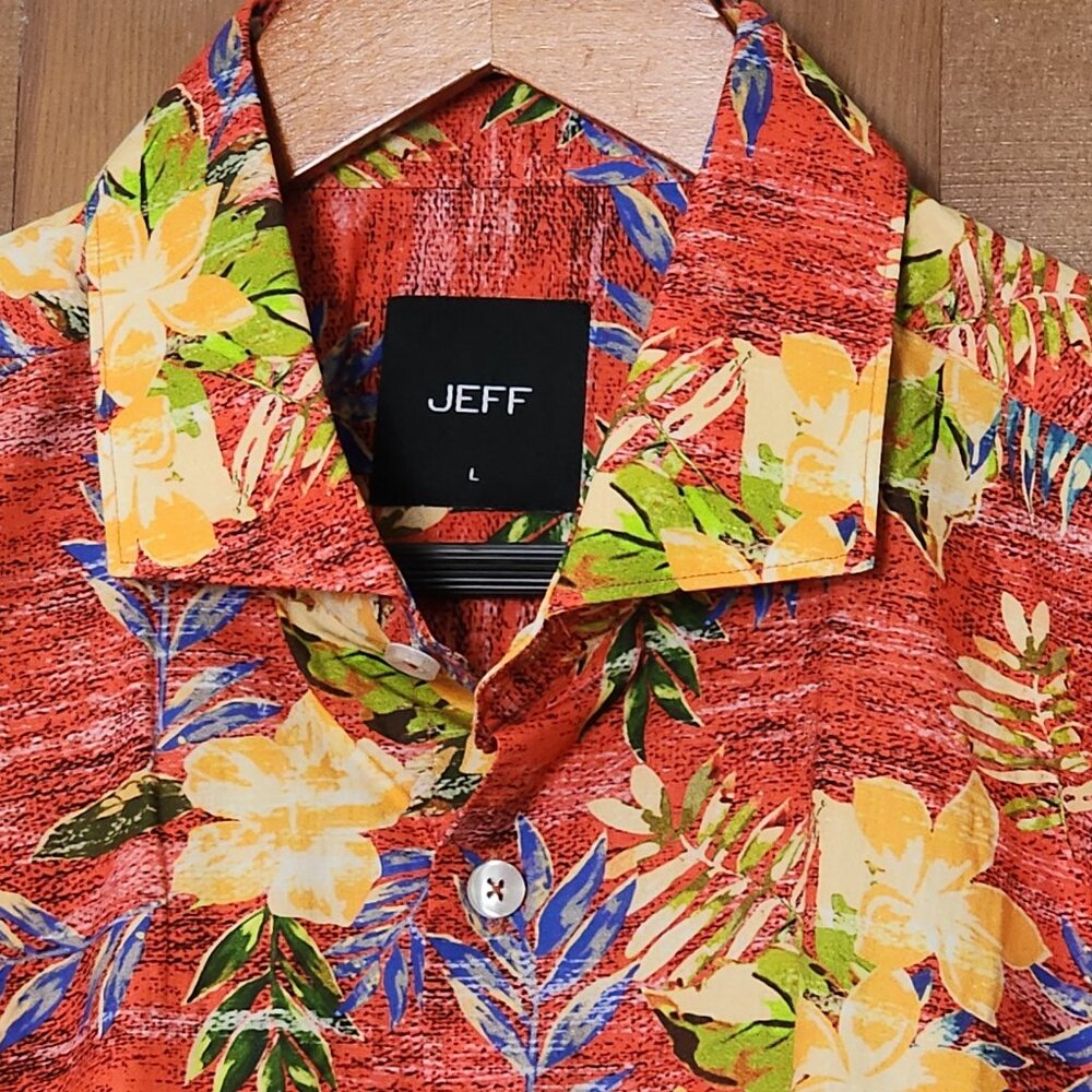 JEFF Bright Colorful Cotton Hawaiian Shirt Slim large